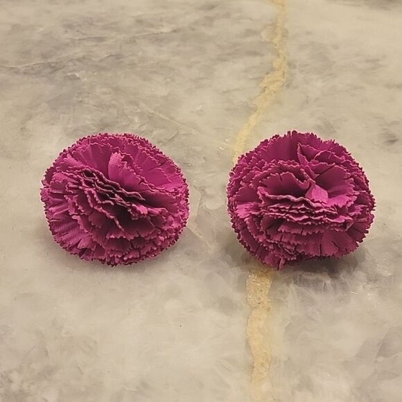 NWT Kate Spade RARE Pink Carnation Flower Fiesta Pom Rosette Large Earrings NEW - Picture 2 of 6